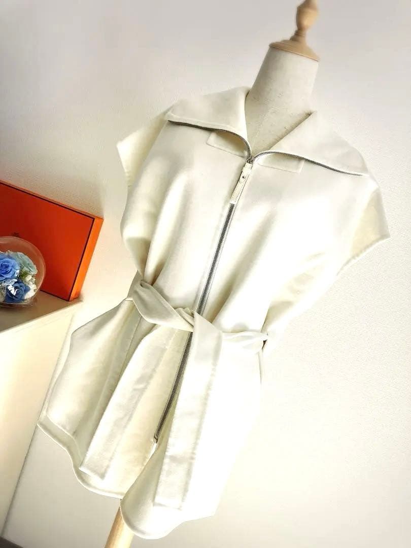 新品　HERMES コート　ポンチョ　ケープ　カシミヤ　ダブルフェイス　ジレ