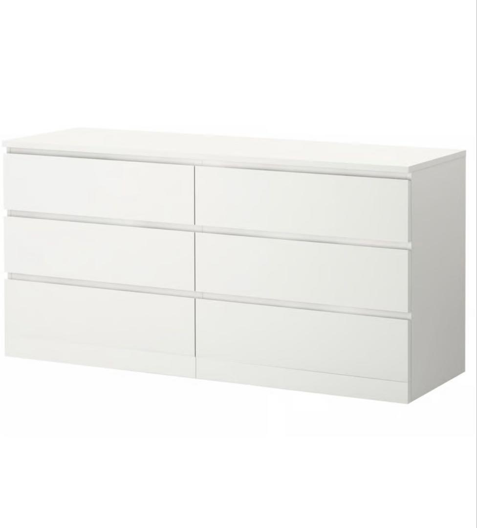 IKEA マルム チェスト　引き出し×6 ガラス天板付き