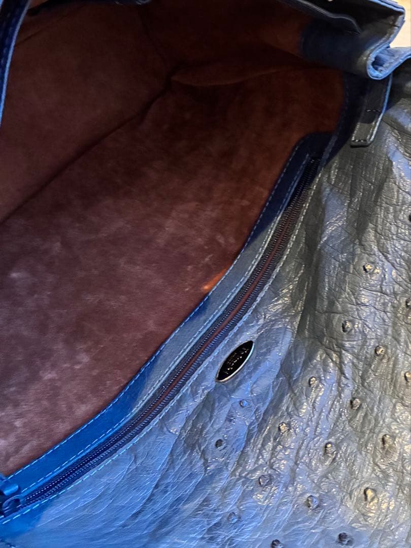 ✴︎タケチ✴︎本物オーストリッチショルダーバッグ✴︎小物入れ付き✴︎ブルー