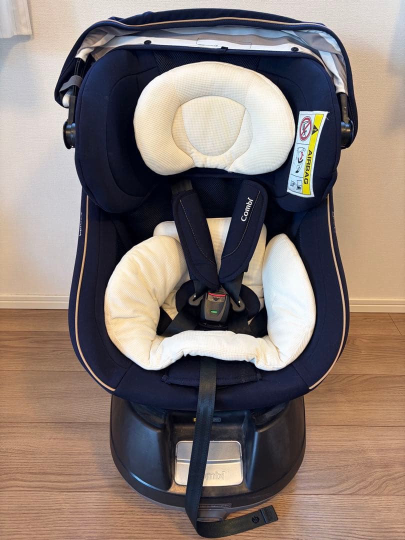 ネイビー チャイルドシート 5点式ハーネス 回転式