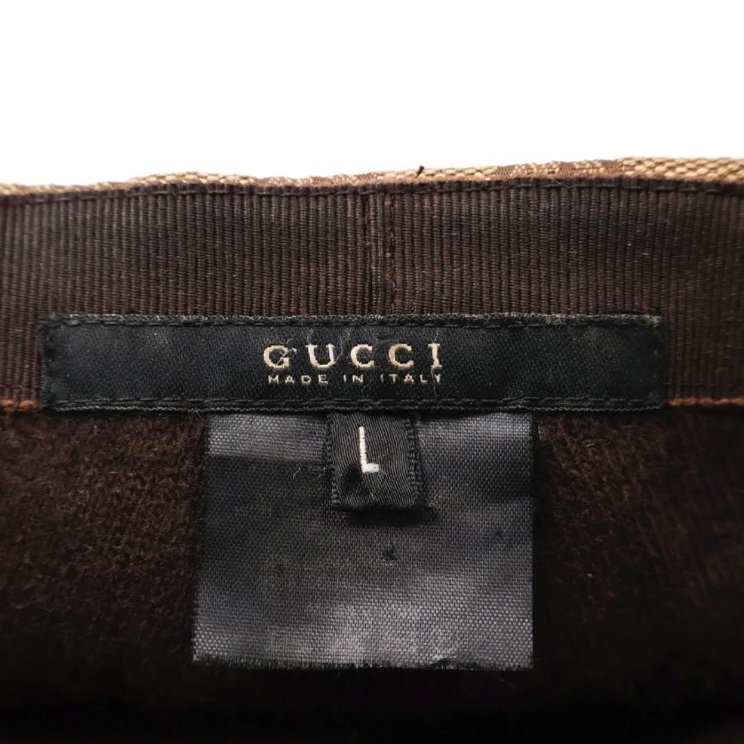 H3042P◾️グッチ　GG柄キャンバス　シェリーライン レザー切替ハンチング