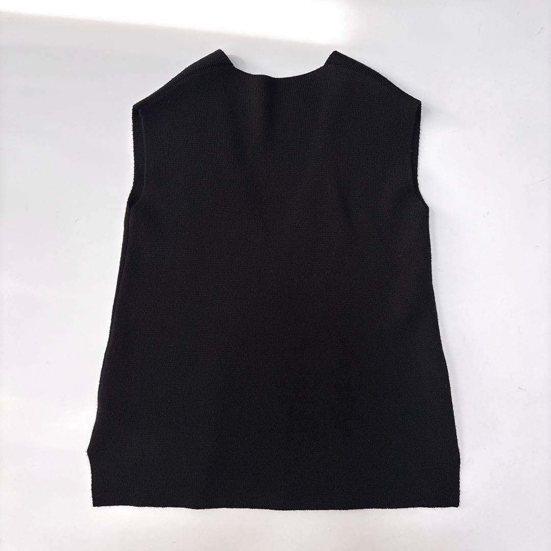 美品⁑ドゥロワー　ウールカシミヤ ミラノ編みVネックニットジレ　ベスト　ブラック