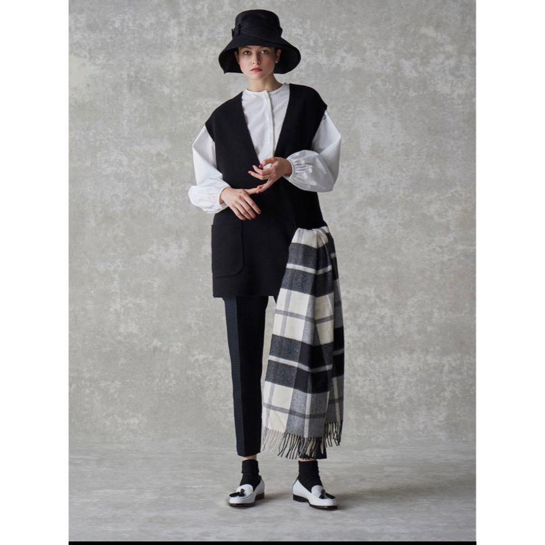 美品⁑ドゥロワー　ウールカシミヤ ミラノ編みVネックニットジレ　ベスト　ブラック