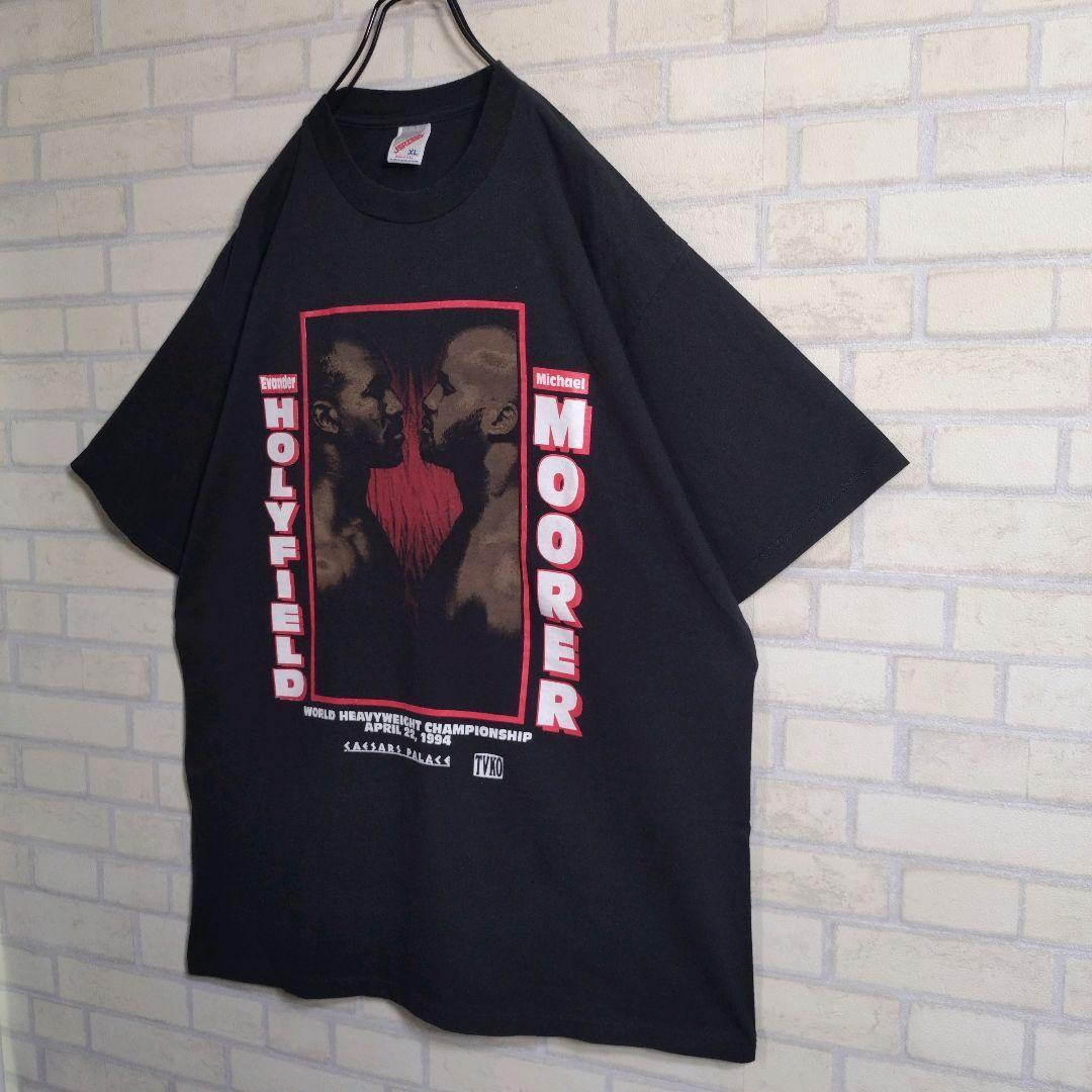 お宝★90s USA製 ホリフィールド VS モーラー 半袖Tシャツ 黒 XL
