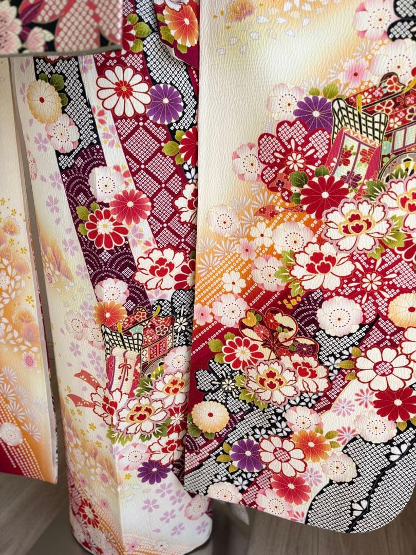 期間限定価格（2/1まで！）⭐️可愛い振袖フルセット　成人式　正絹　袋帯　白地系