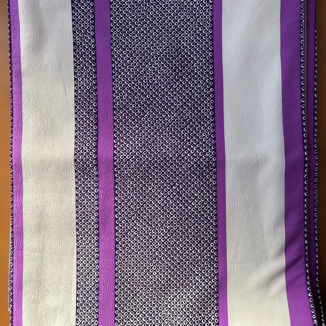 紫と白の幾何学模様 袋帯と植物柄黒昼夜帯