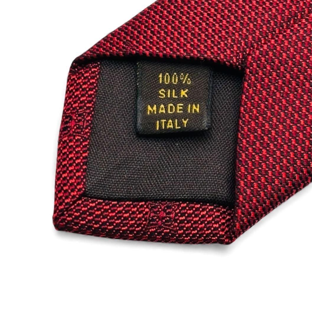 【美品】ルイヴィトン ネクタイ 赤 シルク モノグラム 高級 上質 上品