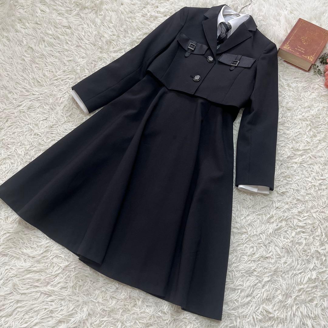 美品✨エルアンノアール　ブラックショートジャケットハイウエストスカート150