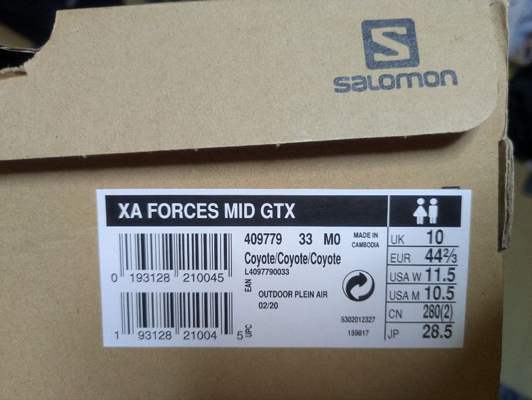 Salomon XA FORCES MID GTX Coyote28.5箱タグ