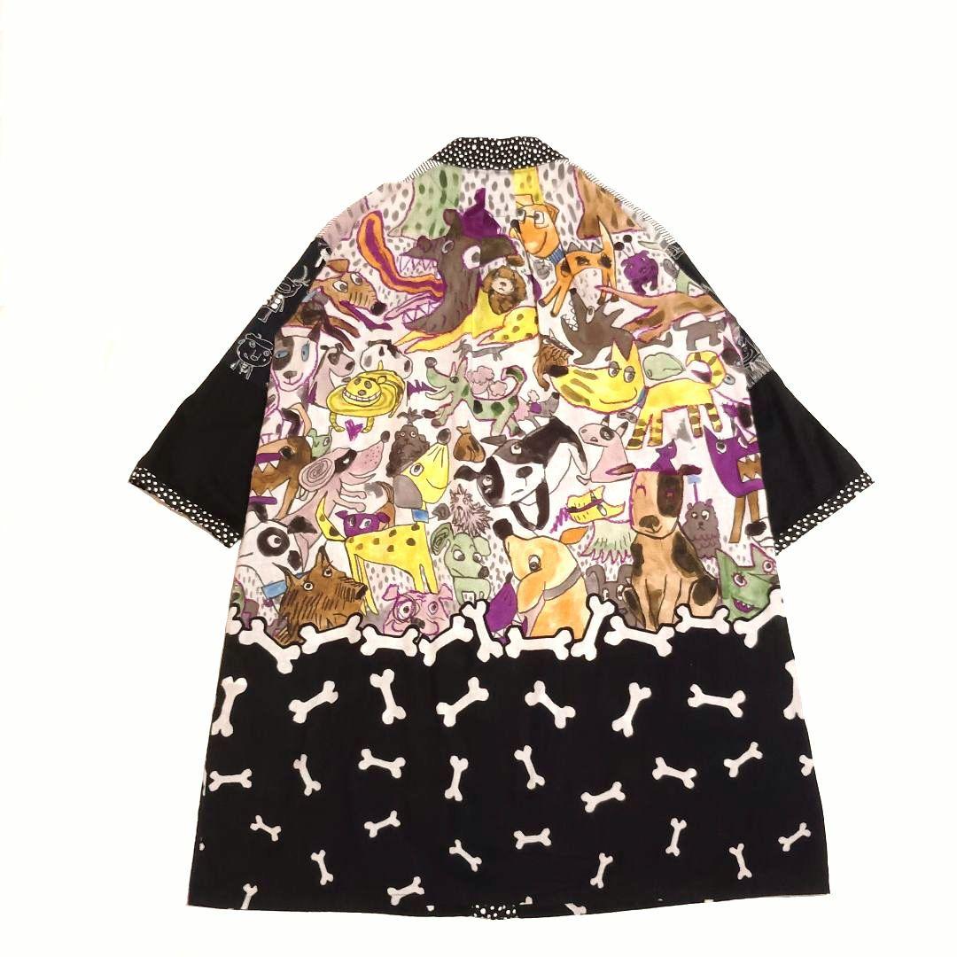 90s オレボレブラ アルベロベロ 動物 犬 デザイン 袖ぶたさん チュニック