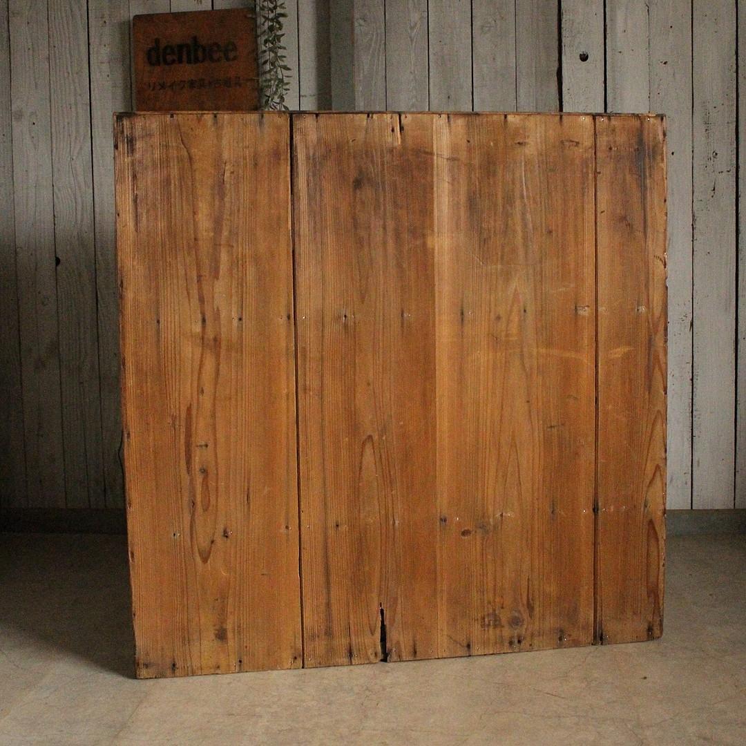 古く味のあるガラス戸棚　木製引き出し　食器棚　水屋　カウンター　古家具