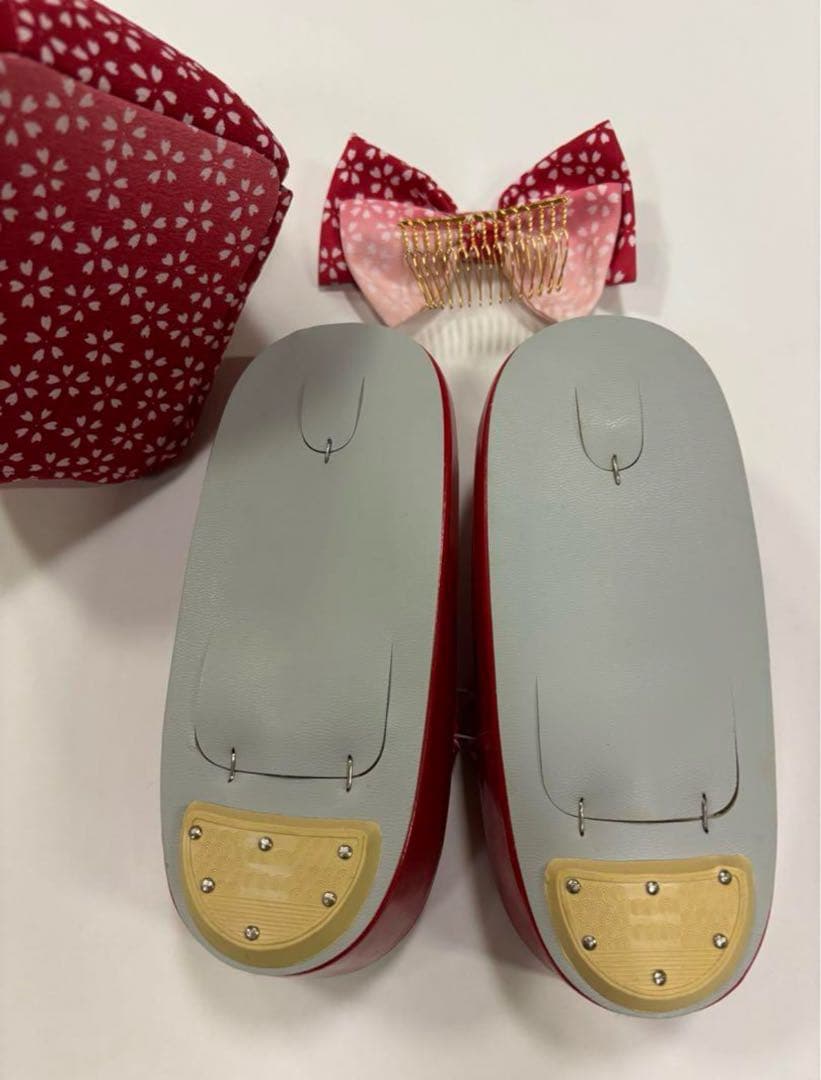 七五三　3歳女の子　着物セット　ピンク市松　紫桜　オフ白　乱菊　クリーム色　新品