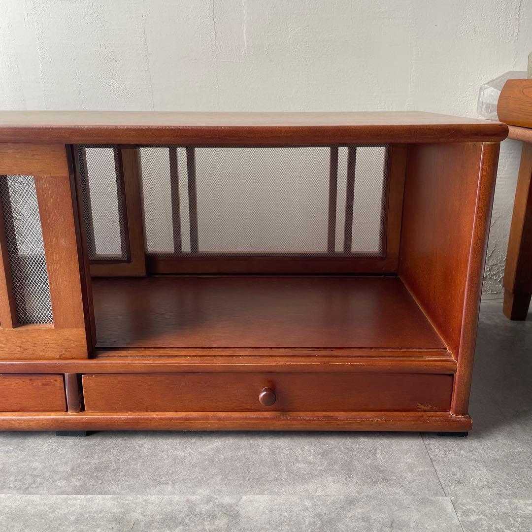 網戸つき　戸棚　蝿帳（はいちょう）　食器棚　キッチンファニチャー　木製　レトロ