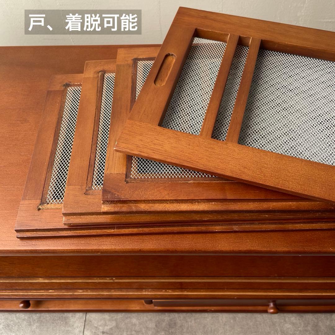 網戸つき　戸棚　蝿帳（はいちょう）　食器棚　キッチンファニチャー　木製　レトロ