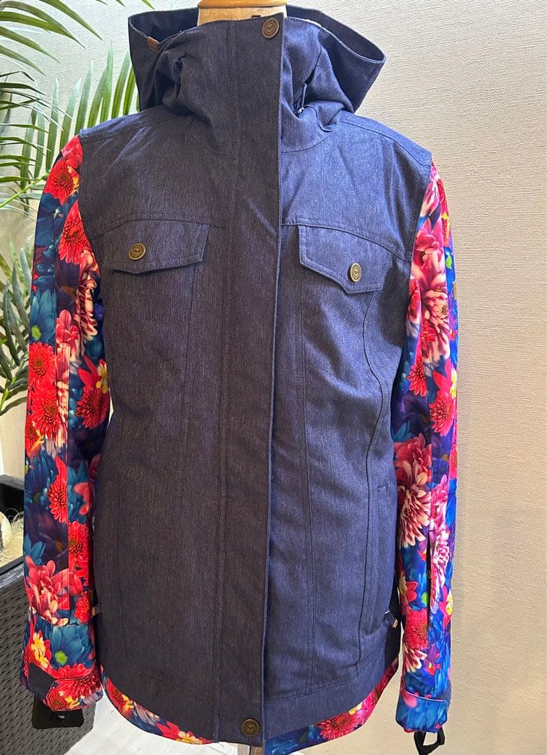 極美品ROXYロキシー蜷川実花コラボ限定デニム花柄Sフラワー紺ピンクネイビー