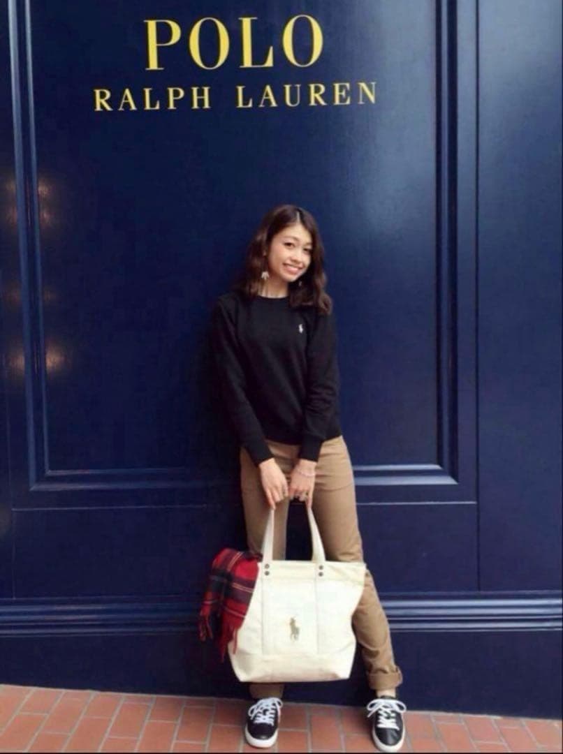 美品✳︎ポロラルフローレンサイドリブスウェットトレーナーブラック白ポニー正規品