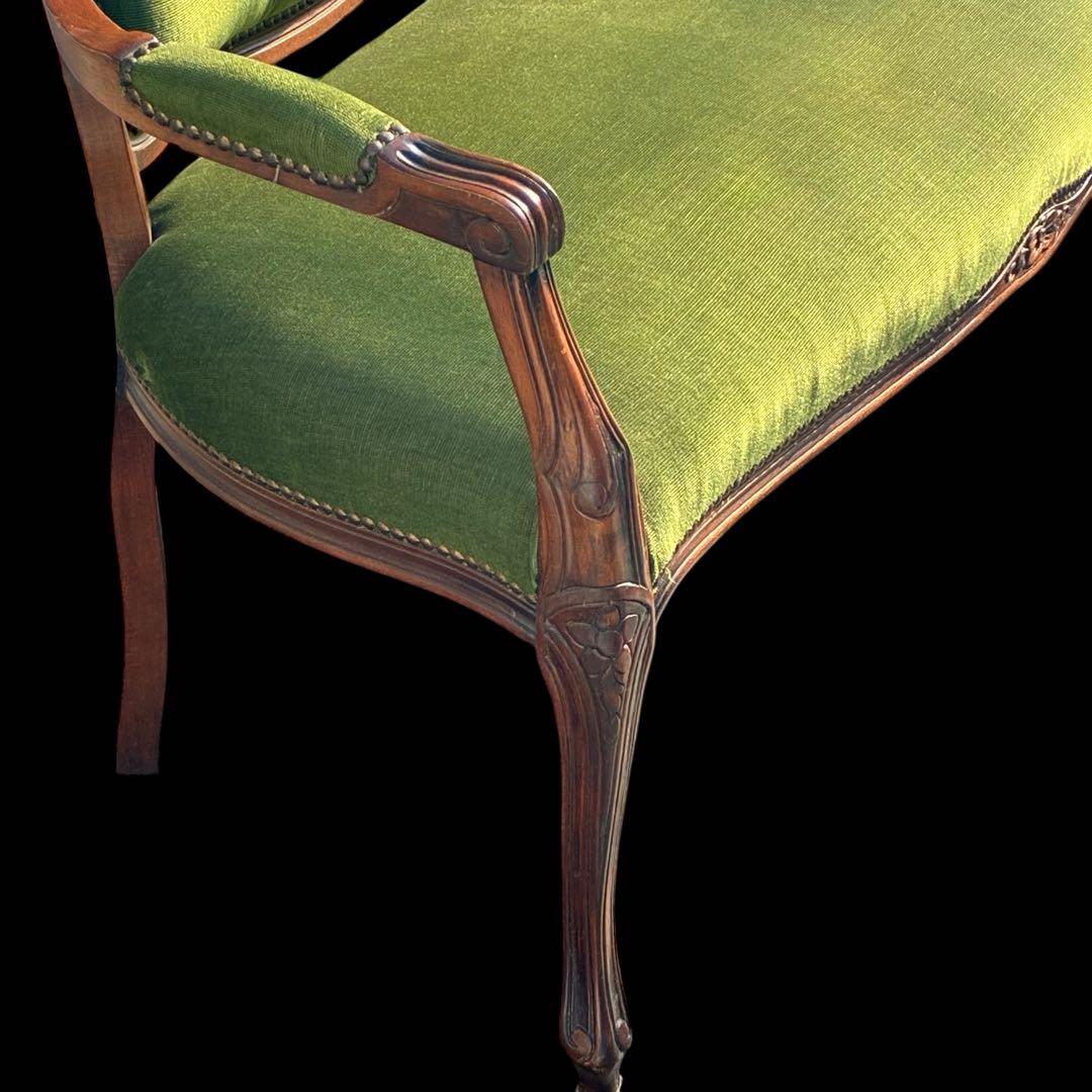 ❗️専用❣️美品】猫足　アンティークソファ　マホガニー　サロンチェア　グリーン