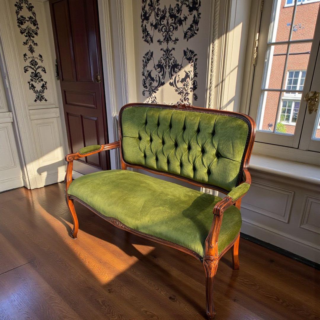 ❗️専用❣️美品】猫足　アンティークソファ　マホガニー　サロンチェア　グリーン