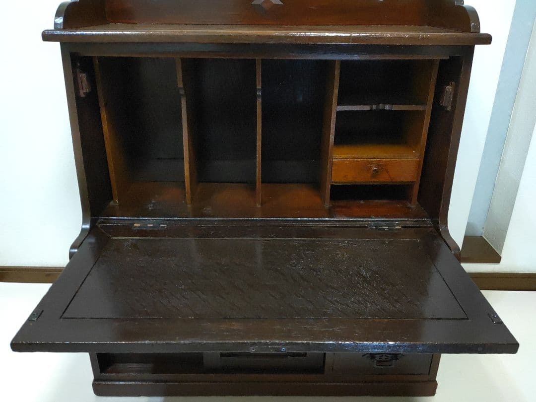 簿記机 レトロモダン 和製ライティングビューロー 収納デスク キャビネット