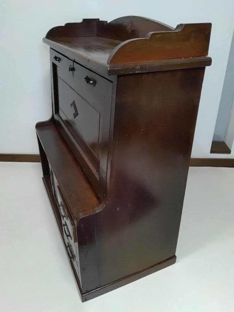 簿記机 レトロモダン 和製ライティングビューロー 収納デスク キャビネット