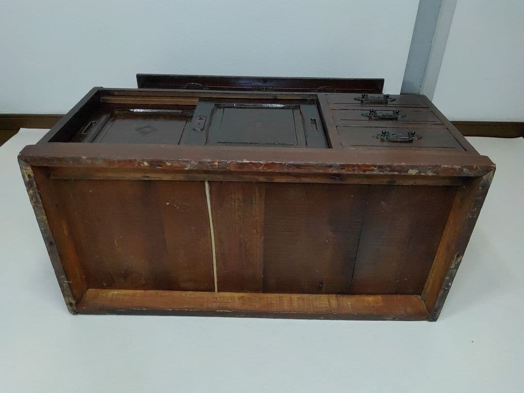 簿記机 レトロモダン 和製ライティングビューロー 収納デスク キャビネット