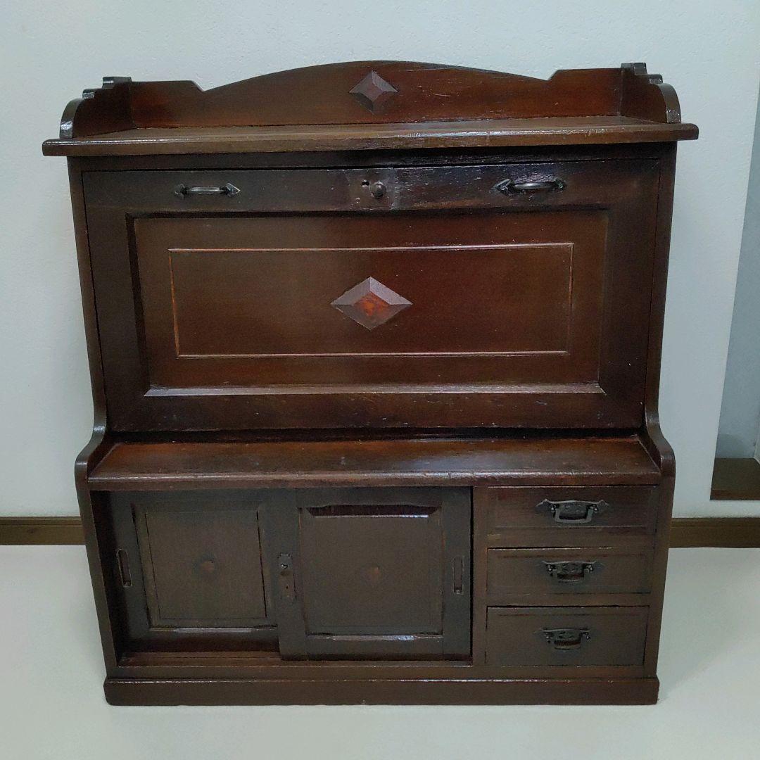 簿記机 レトロモダン 和製ライティングビューロー 収納デスク キャビネット