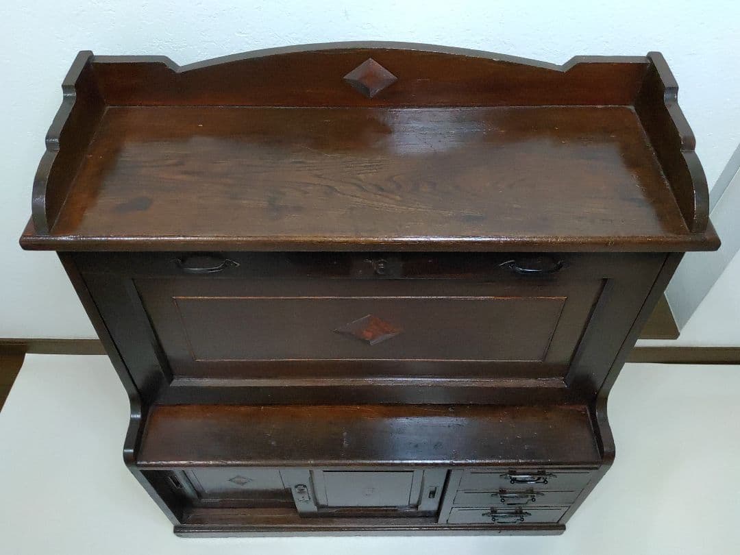 簿記机 レトロモダン 和製ライティングビューロー 収納デスク キャビネット