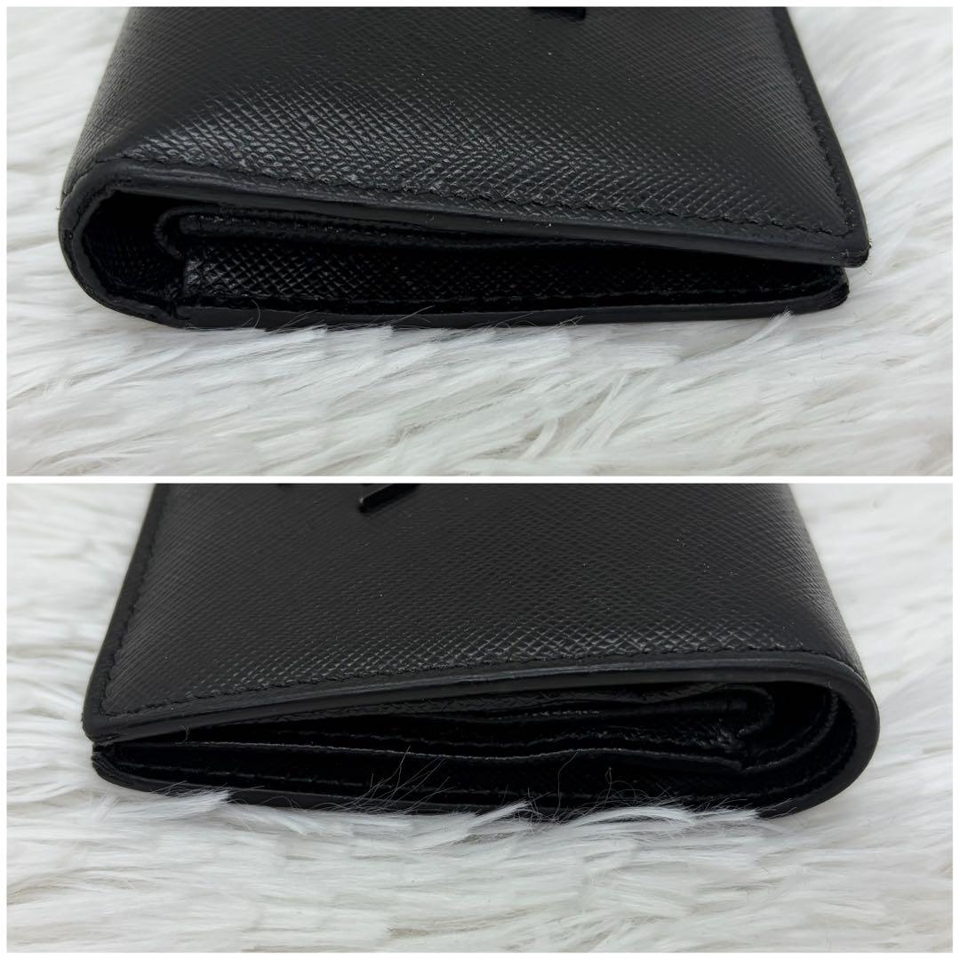 美品✨ プラダ 折り財布 シャイン サフィアーノ レザー オールブラック