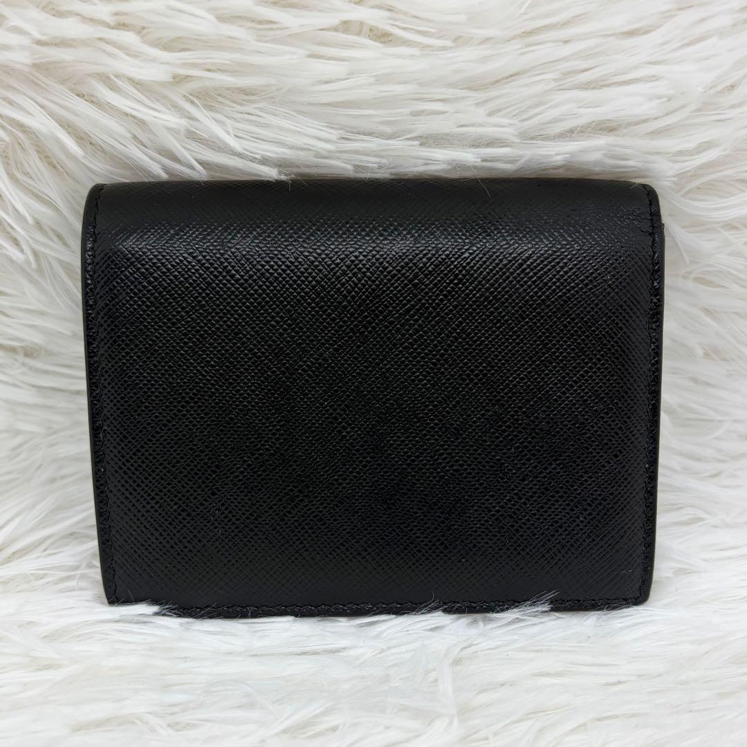 美品✨ プラダ 折り財布 シャイン サフィアーノ レザー オールブラック