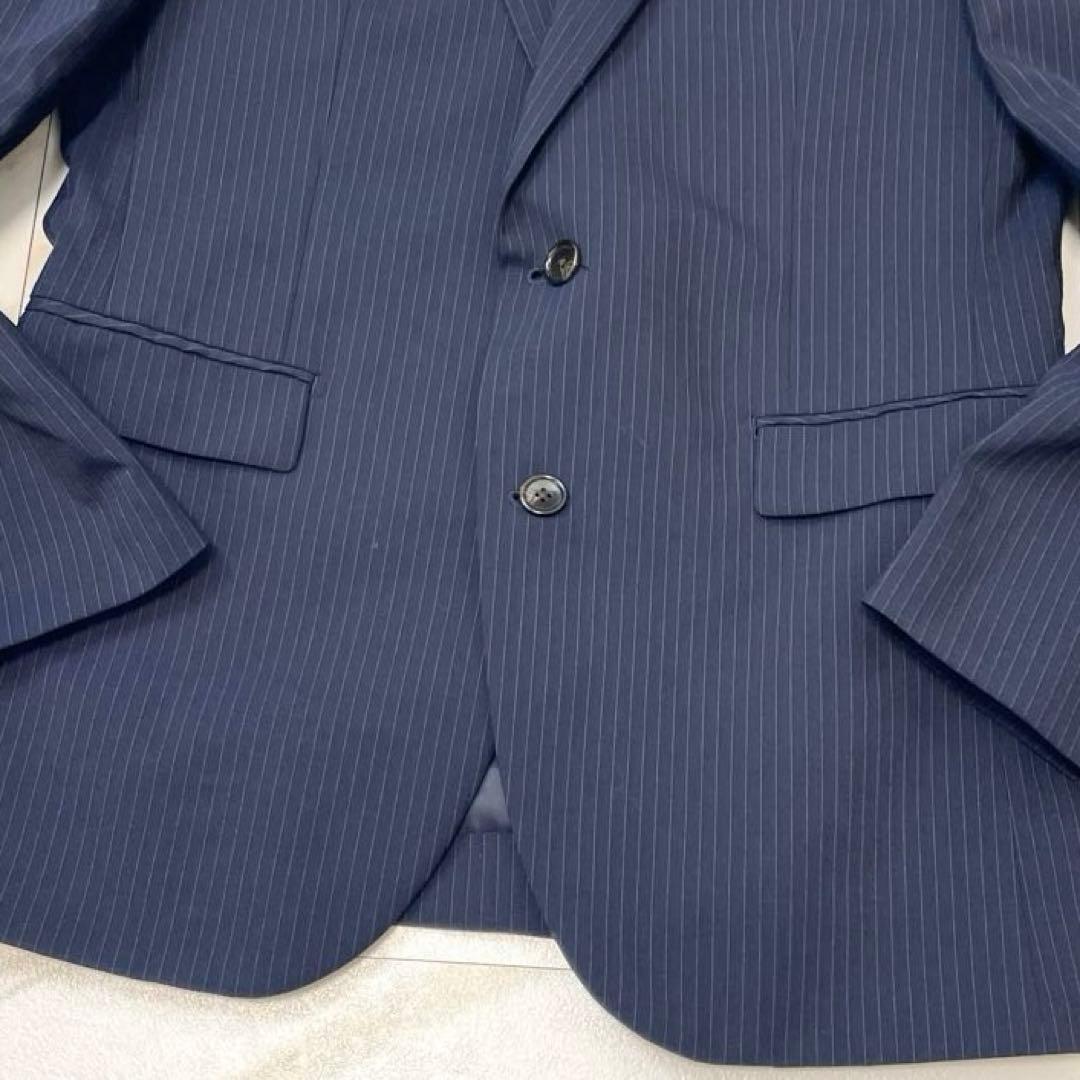【美品】ビームスハート スーツ セットアップ ネイビー ストライプ 洗える 48