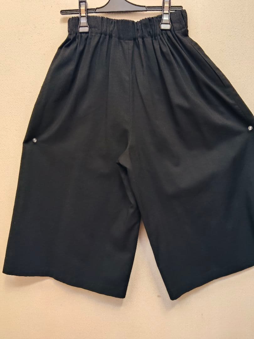 コムデギャルソン 黒 キュロットパンツ ゴムウエスト サイドポケット