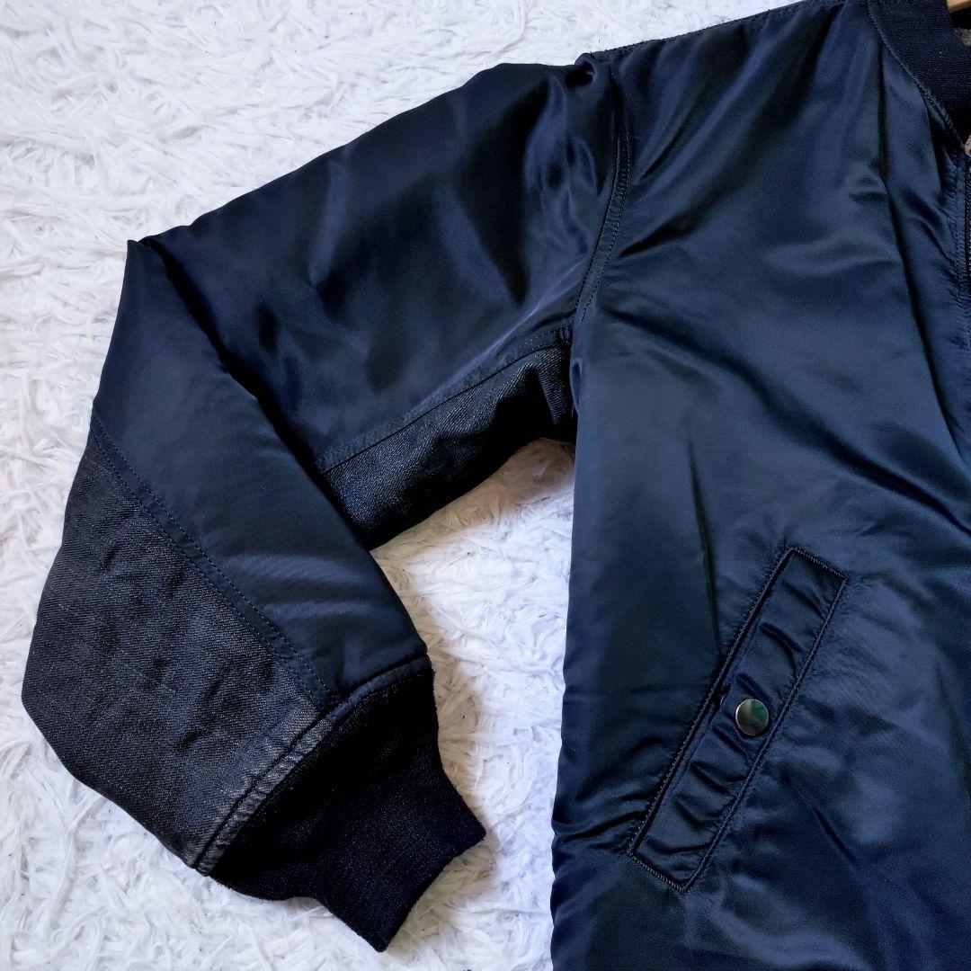 ALPHA × Lee　フライトジャケット　MA-1　デニム切替　L　黒　Y2K