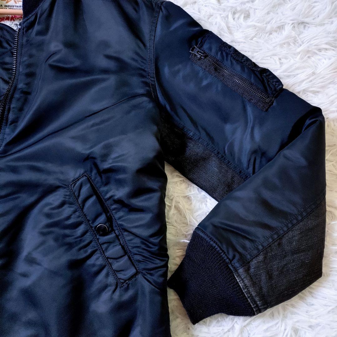 ALPHA × Lee　フライトジャケット　MA-1　デニム切替　L　黒　Y2K