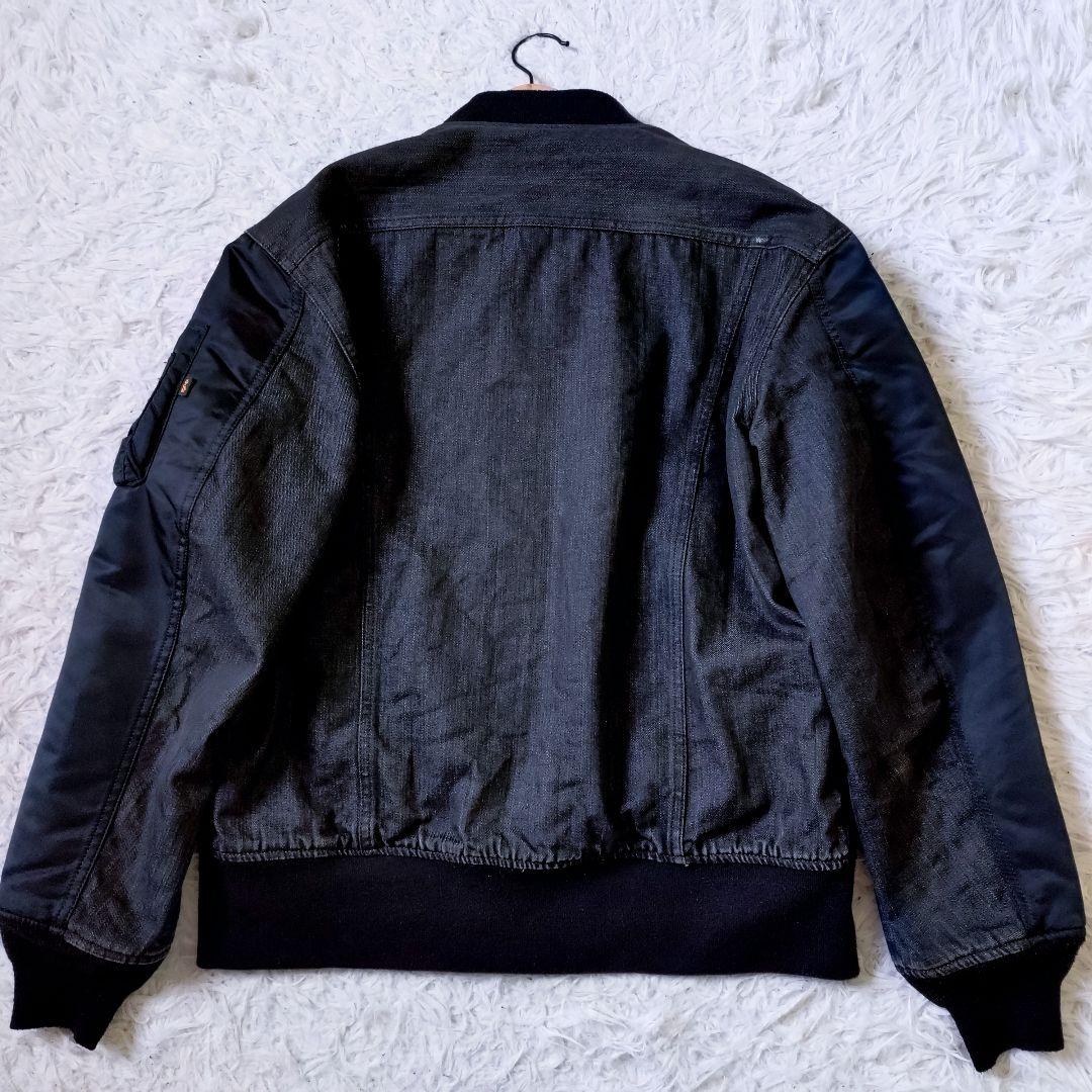 ALPHA × Lee　フライトジャケット　MA-1　デニム切替　L　黒　Y2K