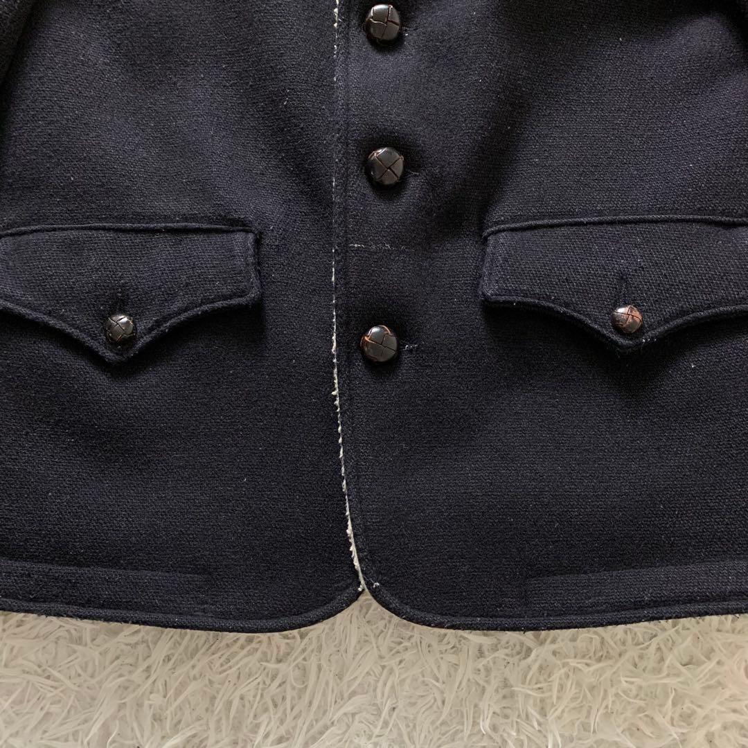 美品■schott ランチコート くるみボタン ネイビー 38