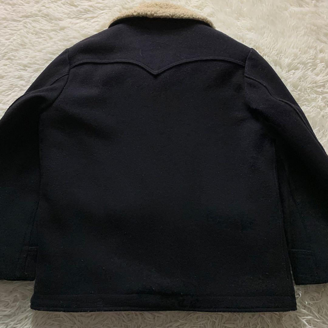 美品■schott ランチコート くるみボタン ネイビー 38