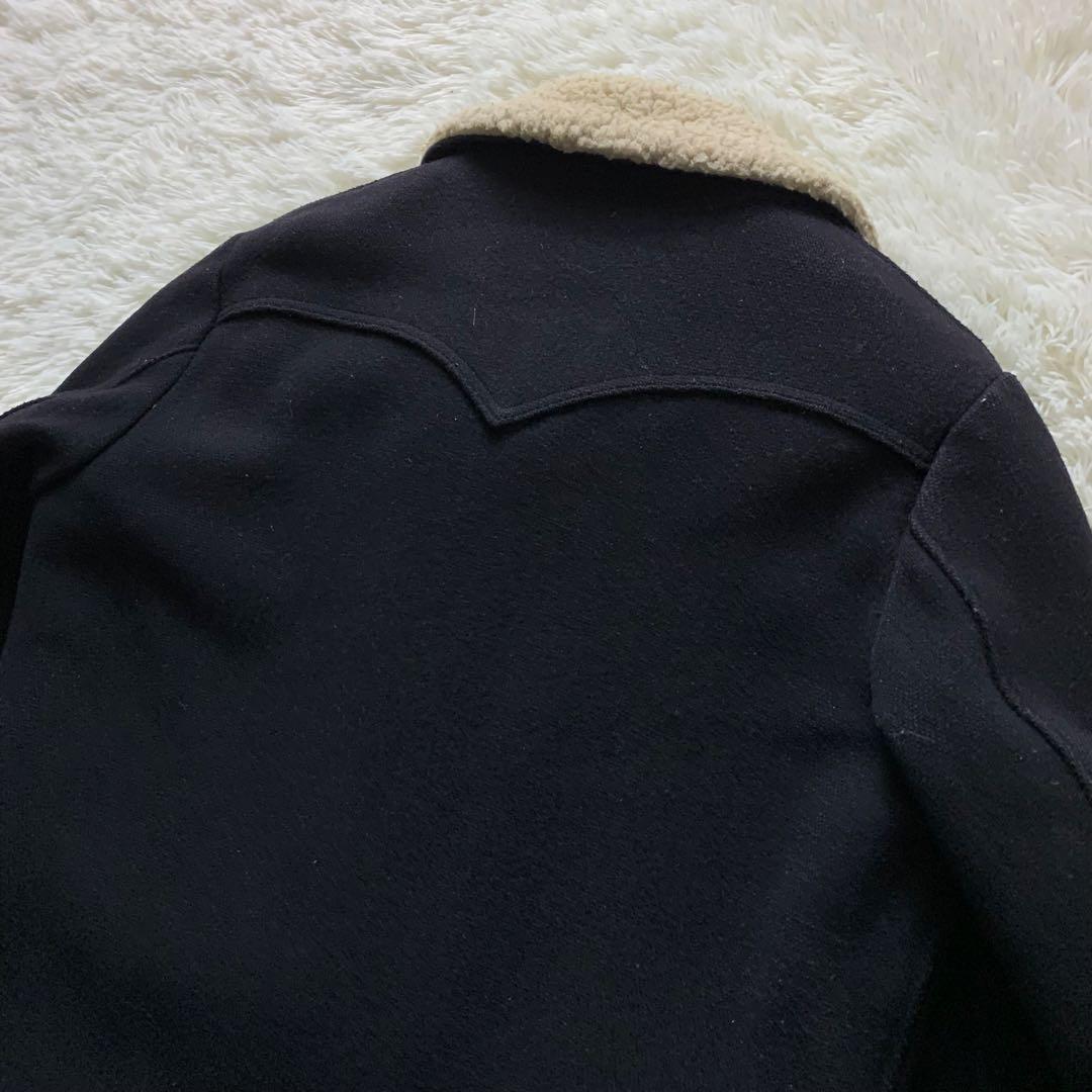 美品■schott ランチコート くるみボタン ネイビー 38