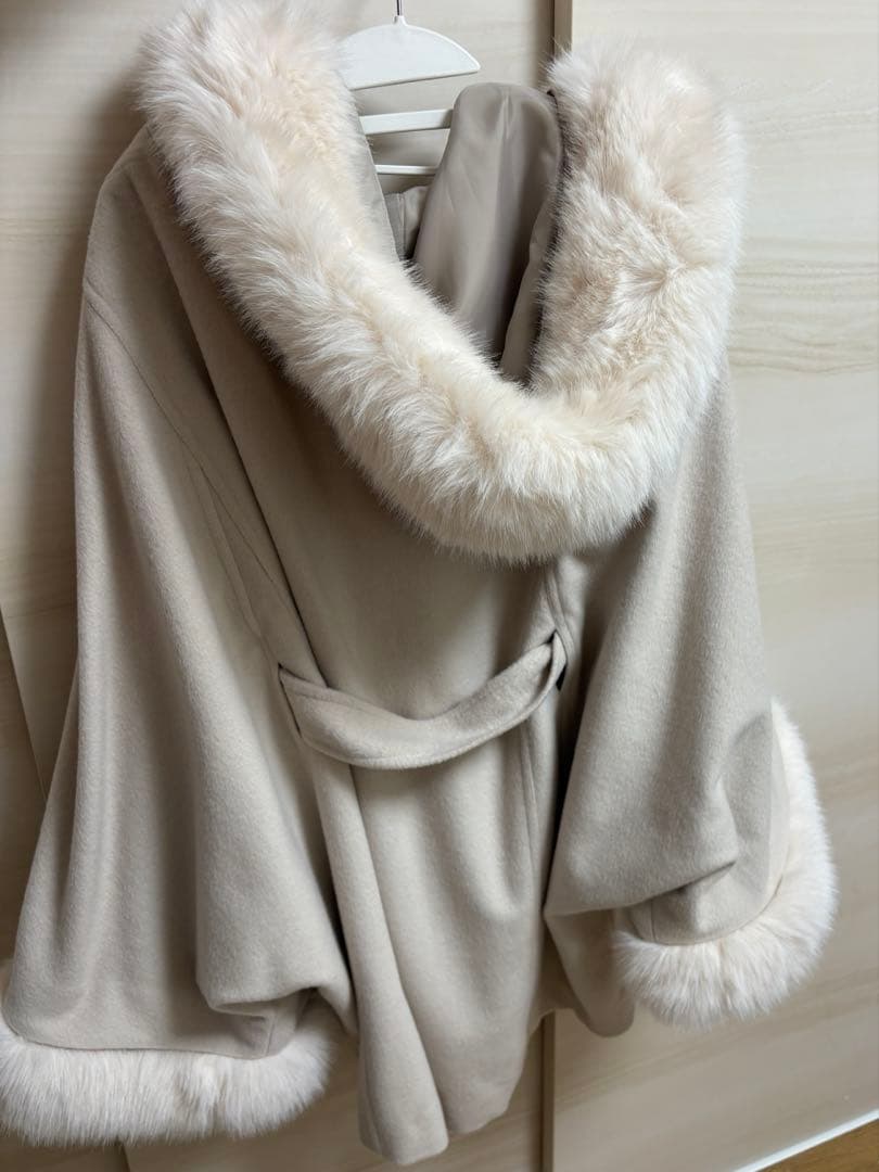 rienda ウールMIXフードポンチョコート S