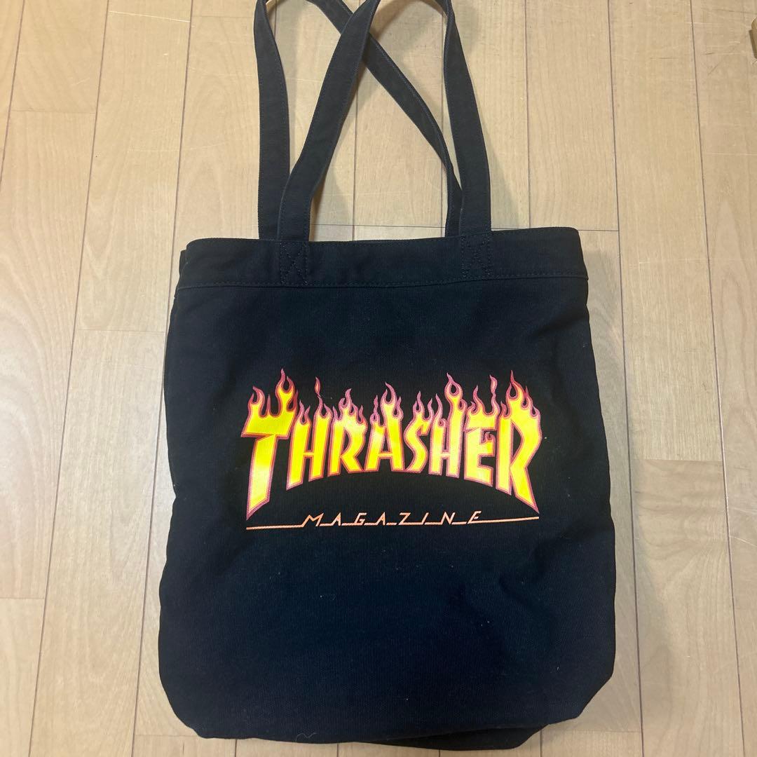 THRASHER フレイムロゴ トートバッグ ブラック