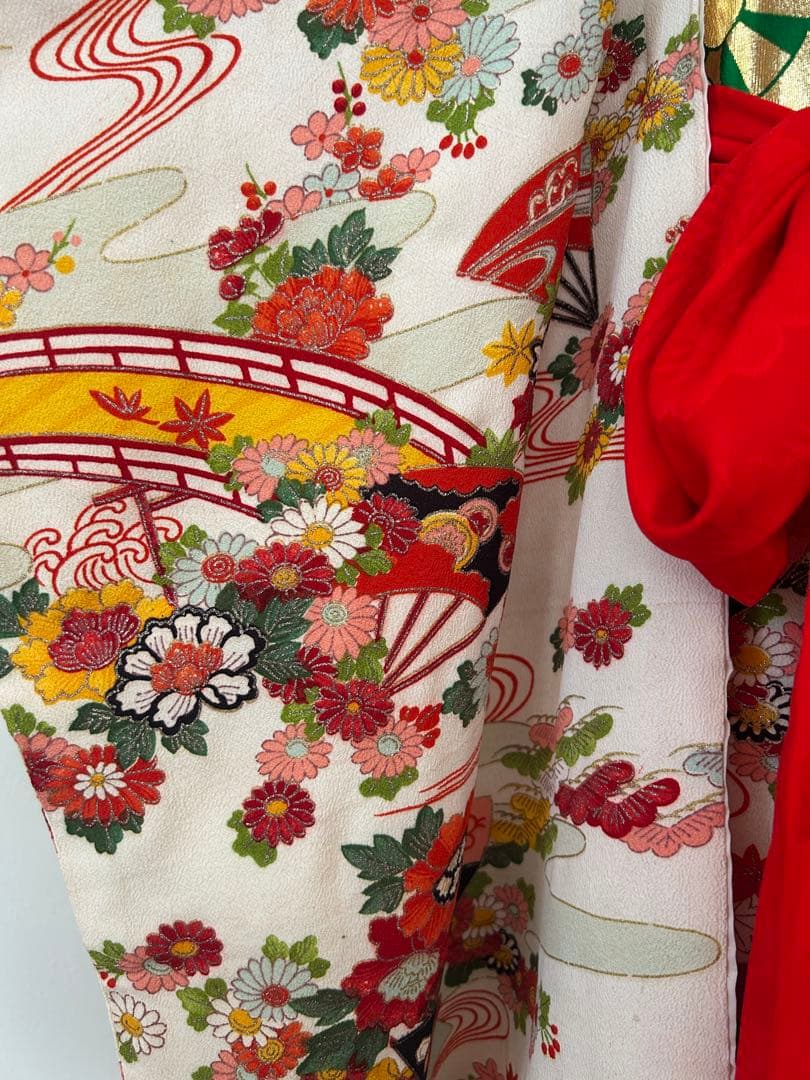 7歳　七五三　アンティーク正絹着物、帯、帯揚げ、帯締め、しごきのセット