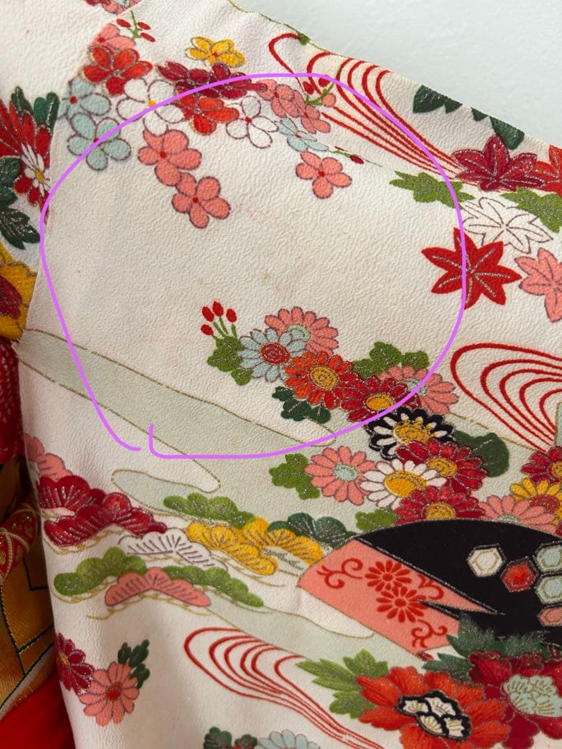 7歳　七五三　アンティーク正絹着物、帯、帯揚げ、帯締め、しごきのセット