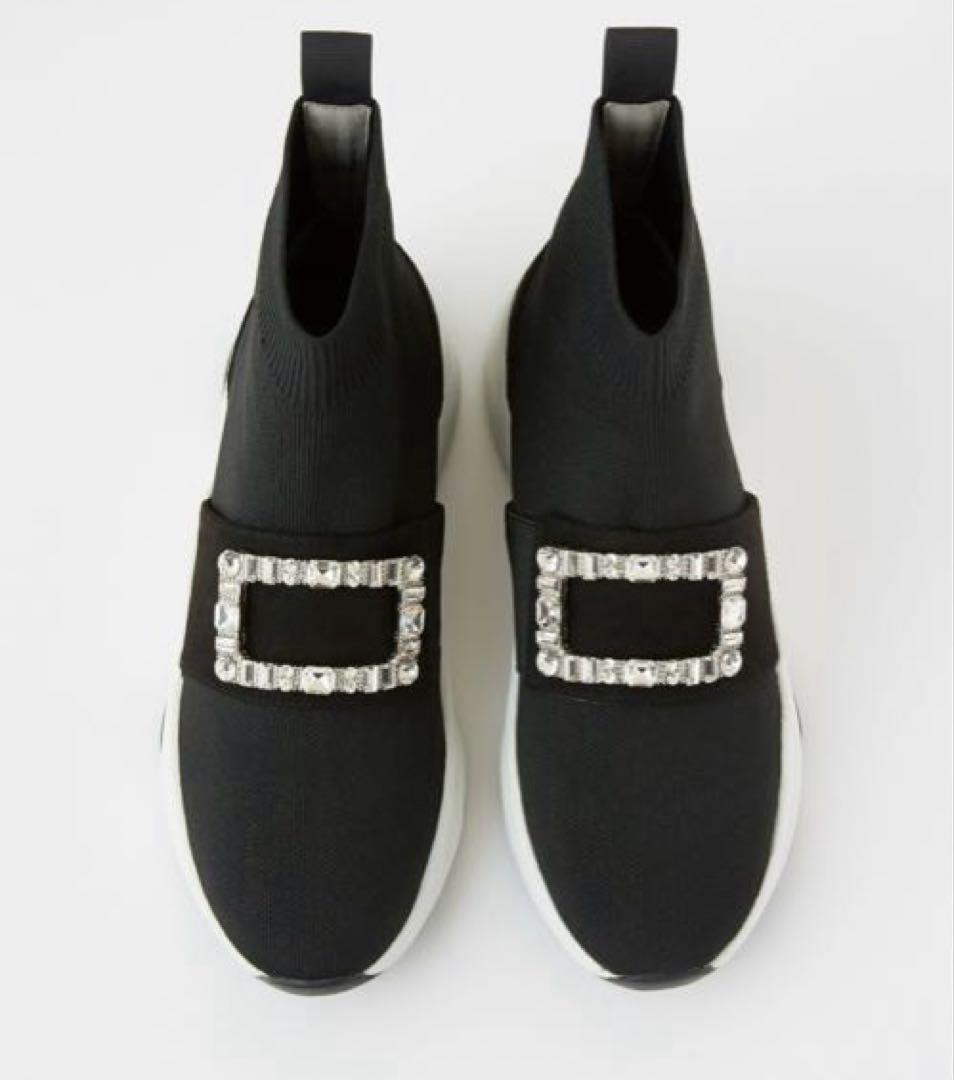 最終　新品　+diana クリスタルバックル　ハイカットソックスブーツ　23