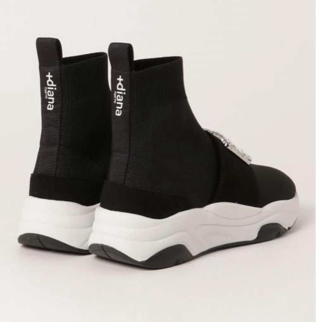 最終　新品　+diana クリスタルバックル　ハイカットソックスブーツ　23