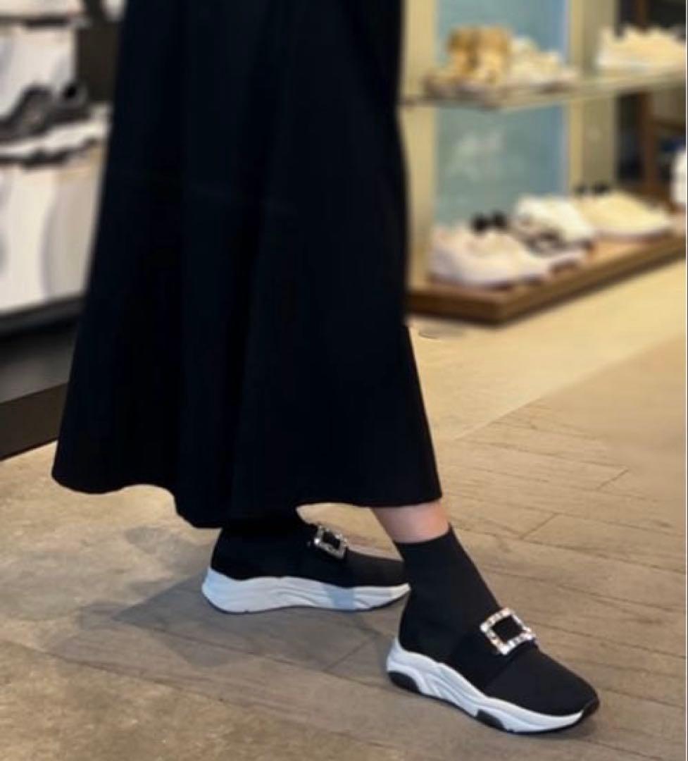 最終　新品　+diana クリスタルバックル　ハイカットソックスブーツ　23