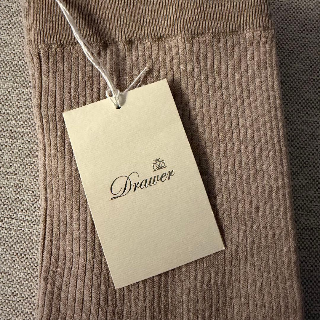 Drawer ドゥロワー　リブ編みレギンス　ベージュ　フリーサイズ