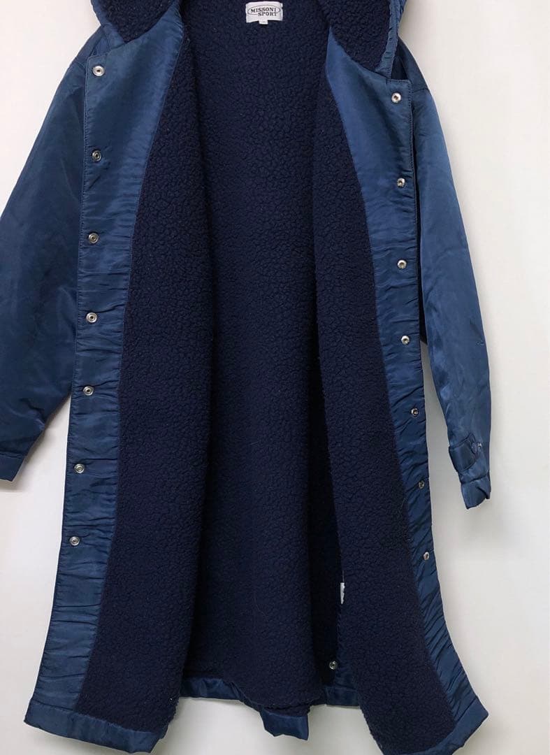 MISSONI SPORT 古着 カラフル ロゴ刺繍 フード付 ベンチコート