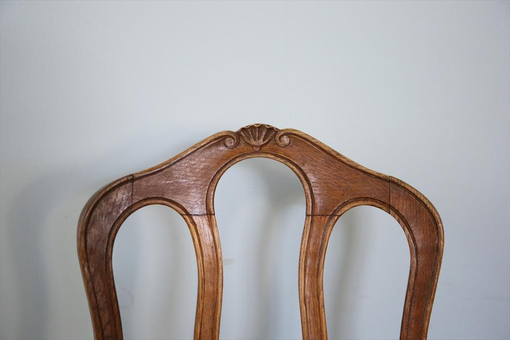 フランスアンティーク猫脚ダイニングチェア/イス/ラッシュシート(90-119-1