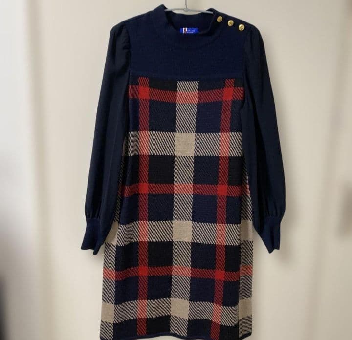 BLUE LABEL CRESTBRIDGE チェック柄ニットワンピース 38