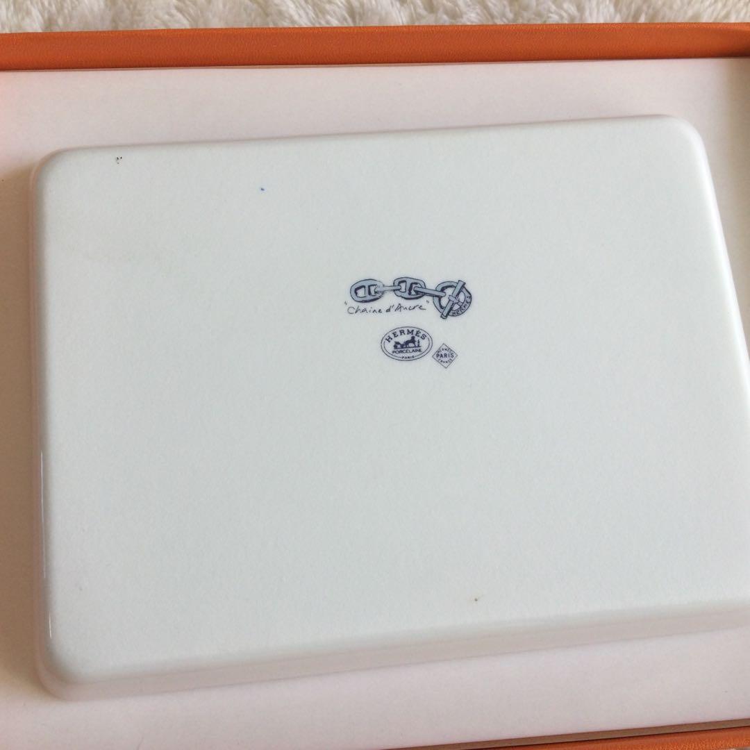 【新品未使用】HERMESシェーヌダンクルスクエアプレートブルー　箱付き