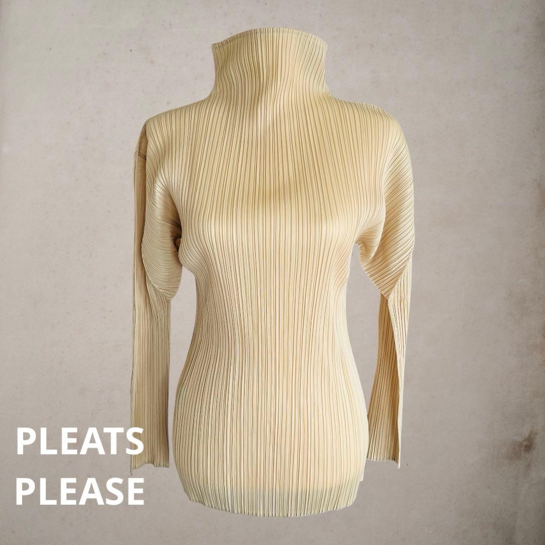 PLEATS PLEASE 長袖 ベージュ カットソー 軽く暖か✨重ね着に◎